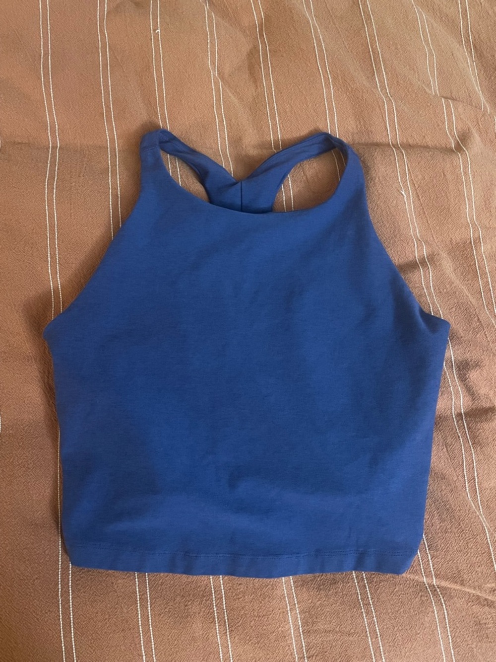 Beyond Yoga Royal Blue High-Neck Racerback Crop Top